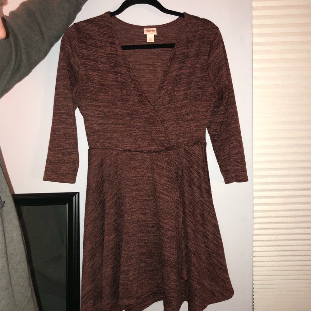 Maroon 3/4 Sleeve Dress